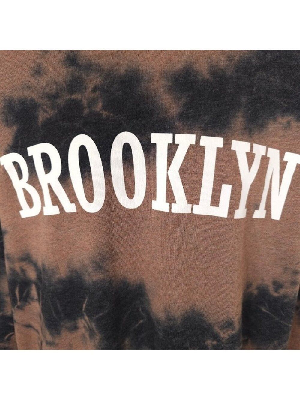 Brooklyn Sweatshirt Womens Size Small Brown Black Travel Destination OVERSIZED - Picture 3 of 6